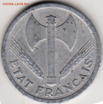 ФРАНЦИЯ 2 франка 1943 г.  до 21.10.21 г. в 23.00 - 006