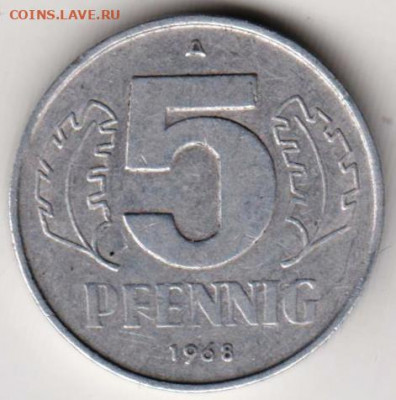 ГДР 5 пфеннигов 1968 г. до 21.10.21 г. в 23.00 - 026