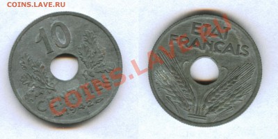 Франция 10 сант. 1942 ЦИНК БОЛЬШАЯ до 22:00мск 03.11.11 - fran-b