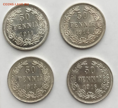 50 пенни 1911, 1914, 1915, 1916 гг UNC - C974BA97-CAB0-402C-B9D2-4241DC0AD259