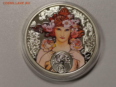 1доллар 2011 Ниуэ- Зодиак А.Мухи - Рак, Ag925, до 24.10 - Z Муха-Рак-1