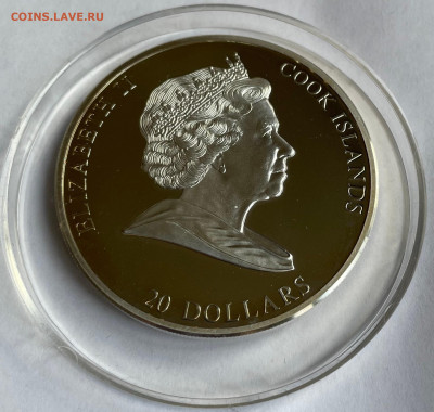 Острова Кука 20 долларов 3 унции серебра, цвет, кр.Сваровски - к1