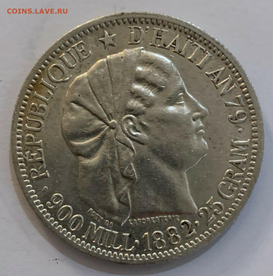 Гаити 1 Гурд 1882 XF Серебро Крона Шайба - s-l1600 (1)