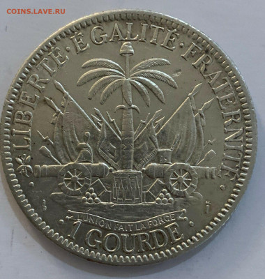 Гаити 1 Гурд 1882 XF Серебро Крона Шайба - s-l1600