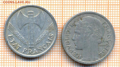 Франция 1 франк 1942,1948 г., до 27.10.2021 г. 22.00 по Моск - Франция 1 франк 1942,48 3272а