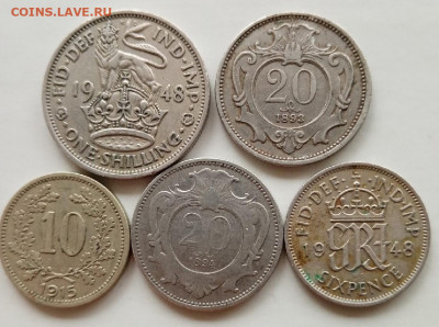 5 инoстранных мoнет 1893-1948г.г.,дo 27.10 в 22.00 Мск. - wyay9jr7vPo