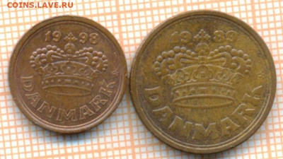 Дания 25 эре 1998,50 эре 1989 г., до 29.10.2021 г. 22.00 по - Дания 2 монеты 3322