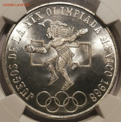 25 песо 1968 Мексика Олимпиада ngc ms66 - 3