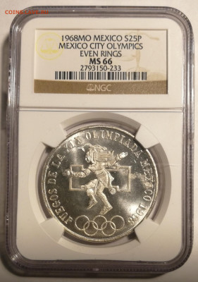 25 песо 1968 Мексика Олимпиада ngc ms66 - 1