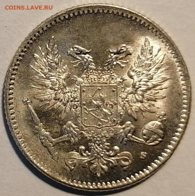 50 пенни 1917 Финляндия UNC, орёл без короны - 4