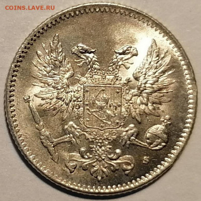 50 пенни 1917 Финляндия UNC, орёл без короны - 3