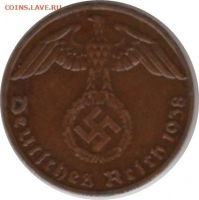 Германия,	1 пфенниг	1938 Е до 01.11. - 1