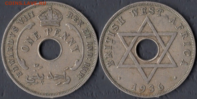 Западная Африка пенни 1936 (Эдуард VIII) до 22:00мск 01.11.2 - Британская Западная Африка 1 пенни 1936 (Эдуард VIII)