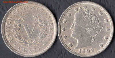 США 5 центов 1899 до 22:00мск 01.11.21 - США 5 центов 1899