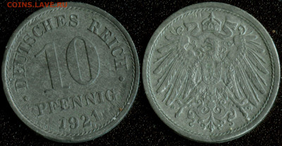 Инострань по ФИКСу до 22:00мск 01.11.21 - Германия 10 пфеннигов 1921 UNC (45)