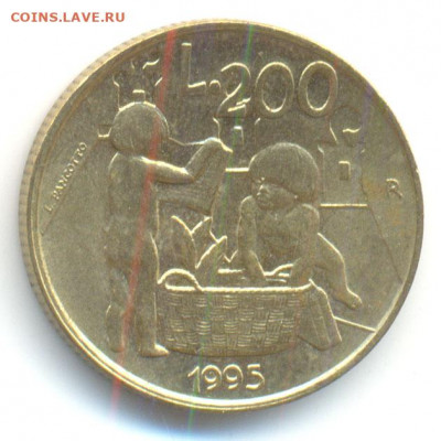 Сан-Марино 200 лир 1995 до 4.11 в 22.15 - 200 лир. Сан-Марино 1995 2