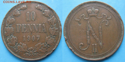 Финляндия 10 пенни 1907 до 05-11-21 в 22:00 - Финляндия 10 пенни 1907    3488