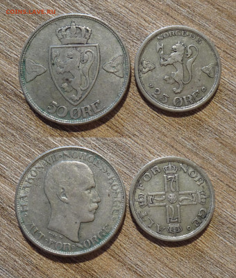Норвегия 50 оре 1918 и 25 оре 1915 на оценку - DSC00219.JPG