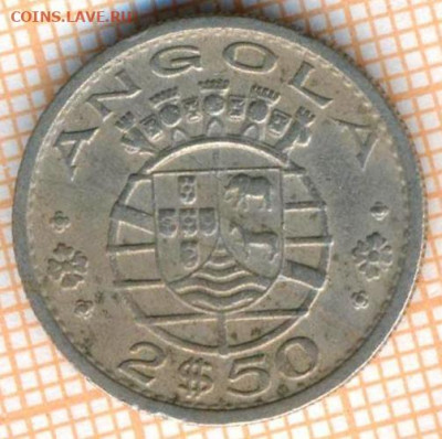 Ангола 2,5 эскудо 1969 г., до  05.11.2021 г. 22.00 по Москве - Ангола 2 с пол эскудо 1969 3410а