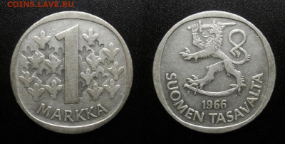 Финляндия – 1 марка (1966) до 5.11 (22.00) - Финляндия – 1 марка (1966) (Ag)