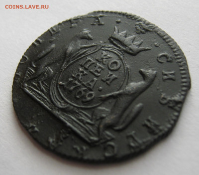 Копейка 1769 года КМ Сибирская монета - 1 коп 1769 км сибирь центр 03.JPG