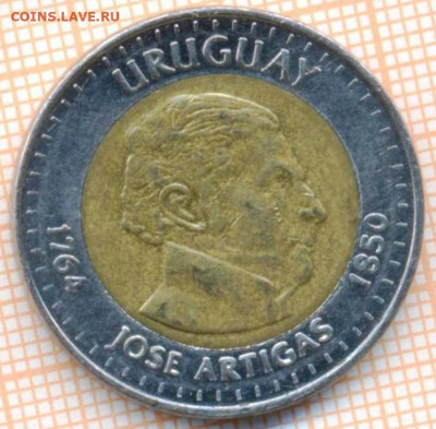 Уругвай 10 песо 2000 г., до 10.11.2021 г. 22.00 по Москве - Уругвай 10 песо 2000 3764а