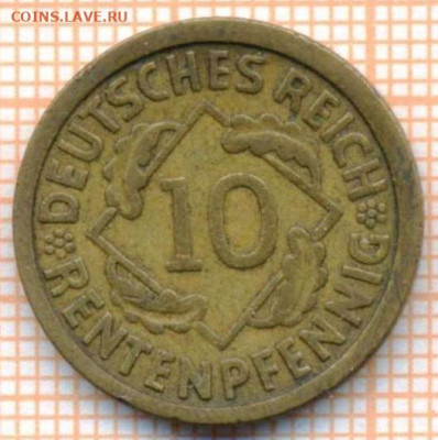 Германия 10 пф 1924J г.,до 11.11.2021 г. 22.00 по Москве - Германия 10 пф 1924 3778а