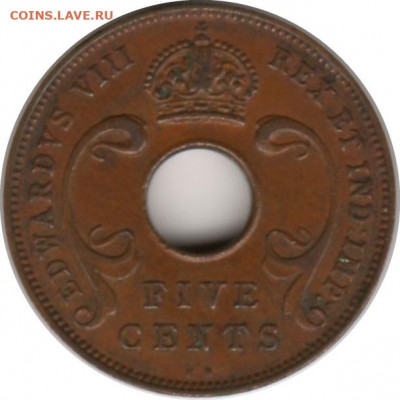 Британская Восточная Африка, 5 центов, 1936 до 11.11. 22-00 - 1