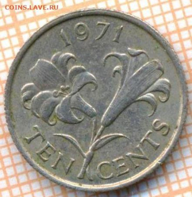 Бермуды 10 центов 1971 г.,до 13.11.2021 г. 22.00 по Москве - Бермуды 10 центов 1971 3784