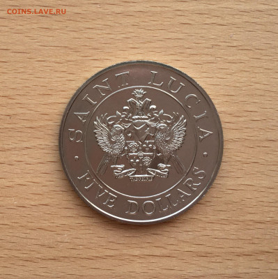 Крона Шайба Карибы Сент-Люсия 5$ долларов 1986 Папа Римский - IMG_1699.JPG