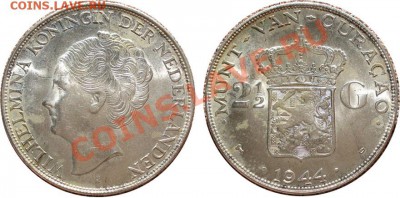 Монеты с дробными номиналами. - curasao.2.guld.1944