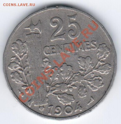 Франция 25 centimes 1904 до 04.11.2011 г. 22:00 МСК - Франция25 3