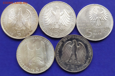 Германия 5 марок - 5 монет (личности) До 16.11.2021 21.00мск - 1634806558418