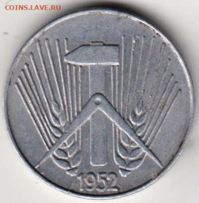 ГДР 5 пфеннигов 1952 г. "Е" до 22.11.21 г. в 23.00 - 027
