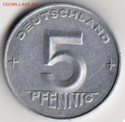 ГДР 5 пфеннигов 1952 г. "Е" до 22.11.21 г. в 23.00 - 043