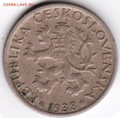 ЧЕХОСЛОВАКИЯ 1 крона 1938 г. до 22.11.21 г. в 23.00 - 030