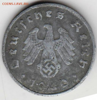 ГЕРМАНИЯ 10 пфеннигов 1940 г. "А" до 22.11.21 г. в 23.00 - 036