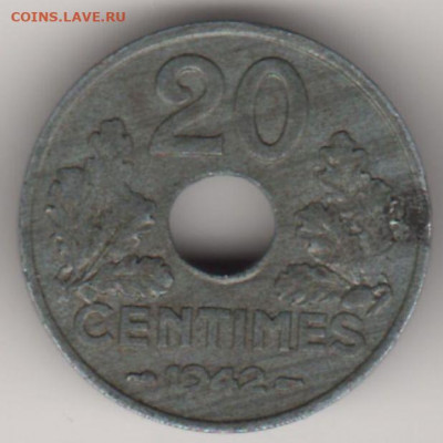 Франция, 20 сантимов 1942 до 22.11. - 2