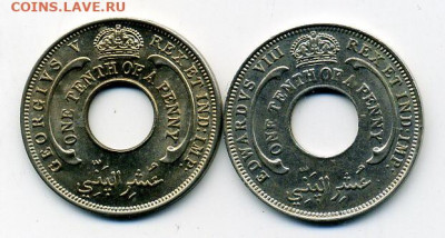 10 пенни 1936г Зап Африка UNC ! Разные 2 монеты. - File1295