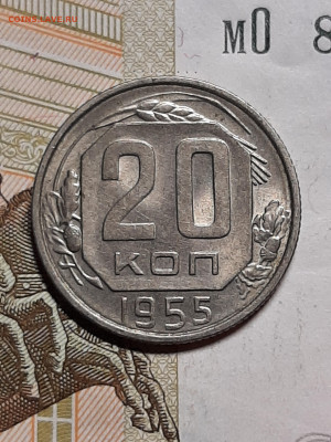 20 копеек 1955 год. Штемпельный блеск до 24.11 в 22-10 - штемп.блеск 267