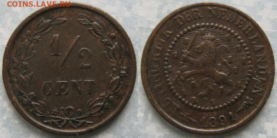 2 цента 1891 до 26-11-21 в 22:00 - Нидерланды пол цента 1891    8695