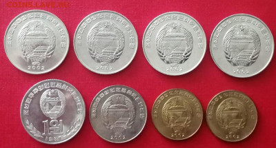 набор юбилейки Северной Кореи 8 монет до 25.11.2021 года - 2