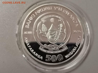 500 франков 2010 Руанда- Крылатка-зебра Ag999, до 27.11 - С Рыба-лев-2