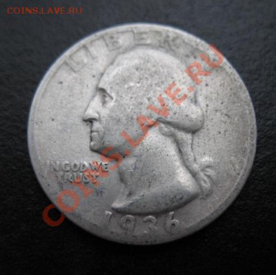 1936, США, серебро, 25 с, до 08.11 в 21-00 мск - 1936 сша 25