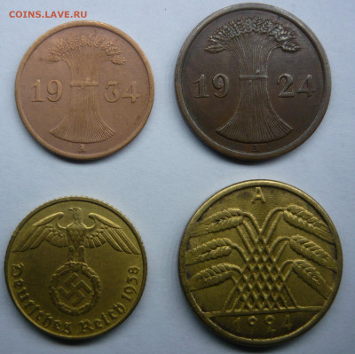 Германия 1,2,5,10 пфеннига 1924-38гг.До 28.11. 22.00 мск - P1400391.JPG