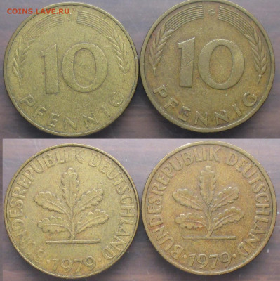 Монеты Германии 10 пф. 70-х годов по дворам - Германия 1979. 10 пф. G, J.JPG