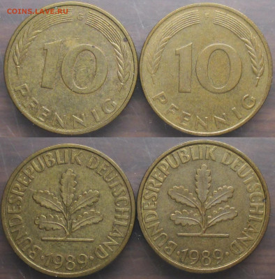 Монеты Германии 10 пф. 80-е года по дворам - Германия 1989. 10 пф. G, F.JPG