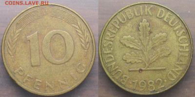 Монеты Германии 10 пф. 80-е года по дворам - Германия 1982. 10 пф. J.JPG