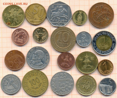 монеты разные 20 штук 2 от 5 руб., фикс - лист 2 001