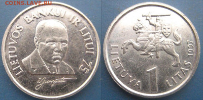 ЛИТВА 1 лит 75 лет банку Литвы Год 1997 До 03-12 В 22-00 мс - 1 лит портрет